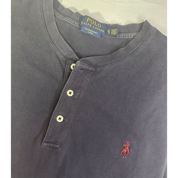 Polo Ralph Lauren Mens XL Blue Long Sleeve Henley Featherweight Mesh Red Pony - Picture 2 of 7